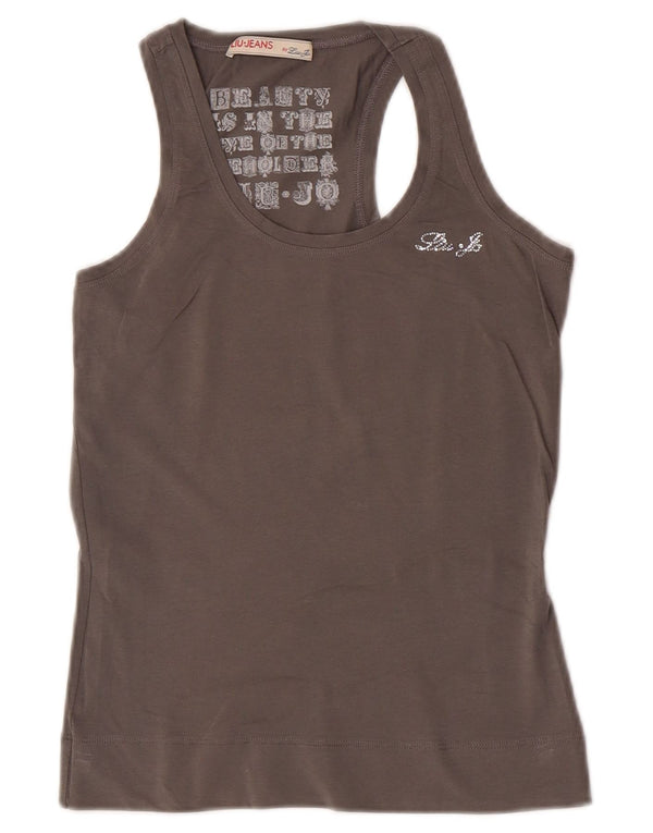 Liu Jo Womens Vest Top UK 6 XS Grey Cotton