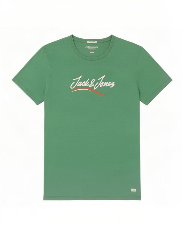Jack & Jones Mens Regular Fit Graphic T-Shirt Top Large Green Cotton