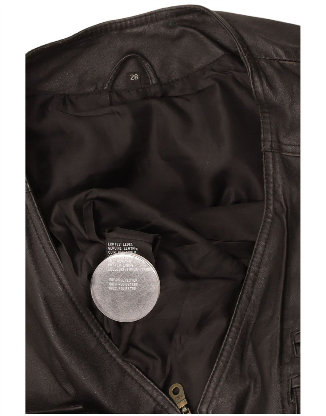 VINTAGE Mens Leather Gilet UK 42 XL Black Leather