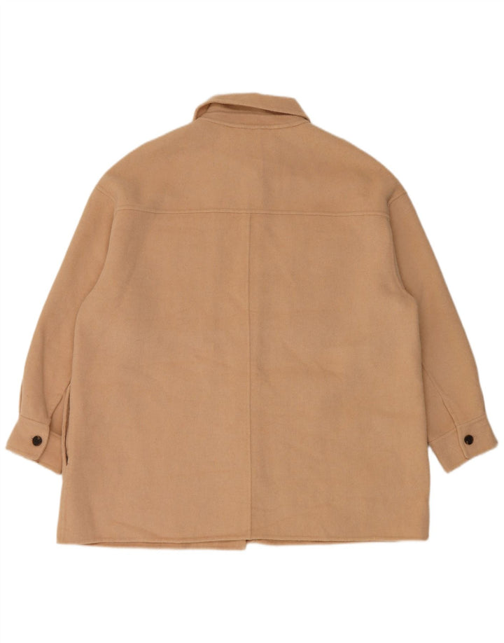 Zara Womens Oversized Bomber Jacket UK 14 Medium Beige Wool