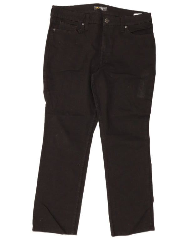 Lee Womens Mid Rise Regular Fit Straight Jeans US 14 XL W35 L28 Black
