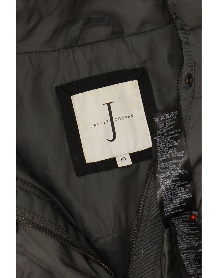 JASPER CONRAN Womens Hooded Padded Jacket UK 10 Small Grey Colourblock