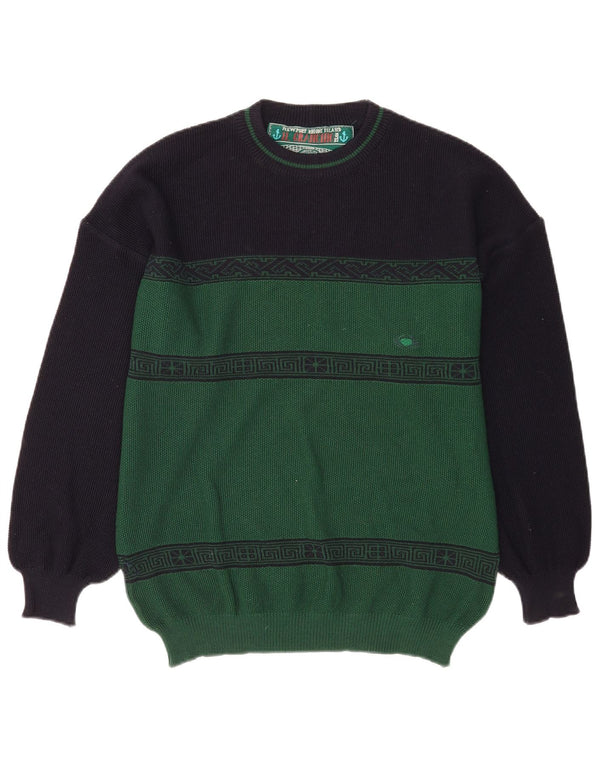Il Granchio Mens Crew Neck Jumper Sweater Medium Green Colourblock