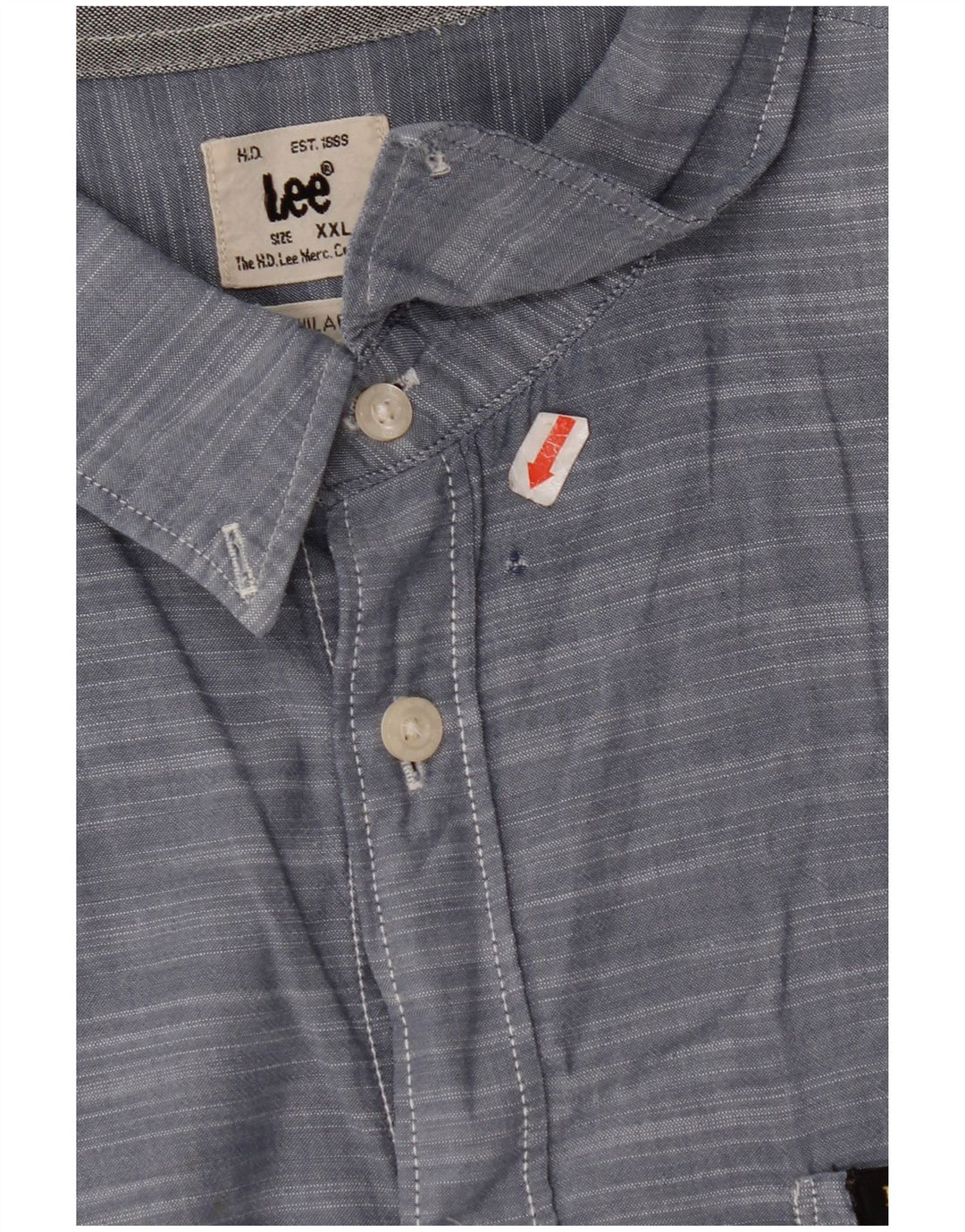 LEE Mens Regular Fit Short Sleeve Shirt 2XL Blue Cotton