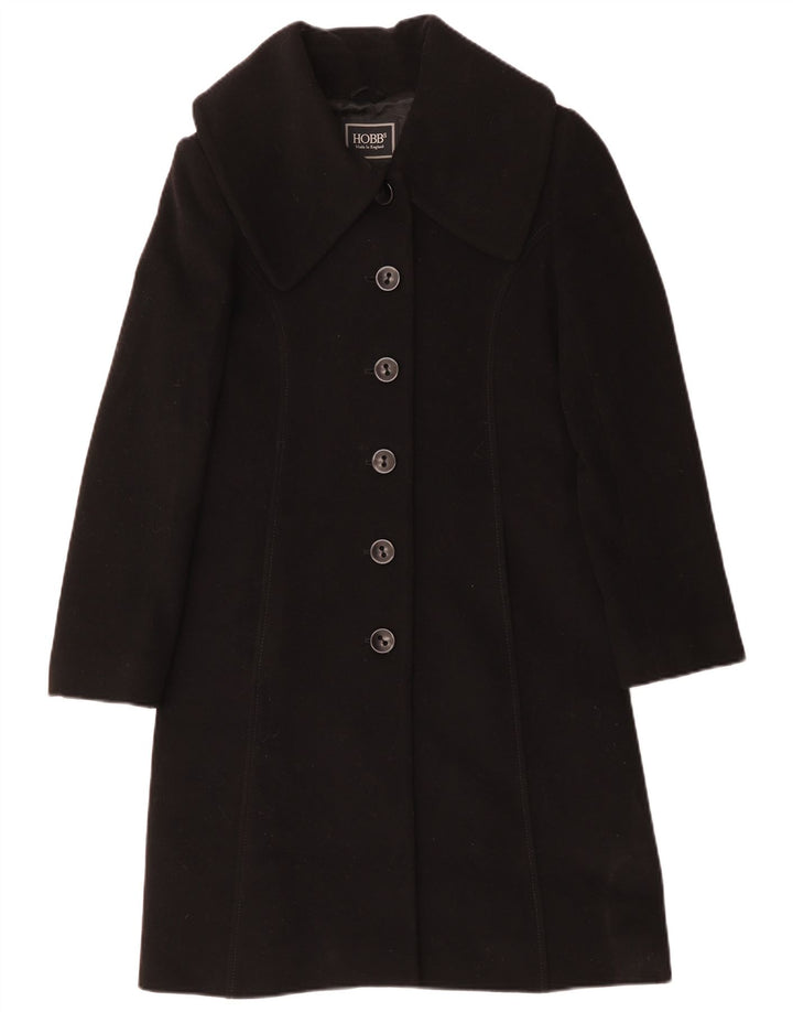Hobbs Womens Overcoat UK 14 Medium Black Wool