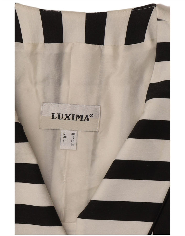 Vintage Womens 5 Button Blazer Jacket UK 12 Medium Black Striped Cotton
