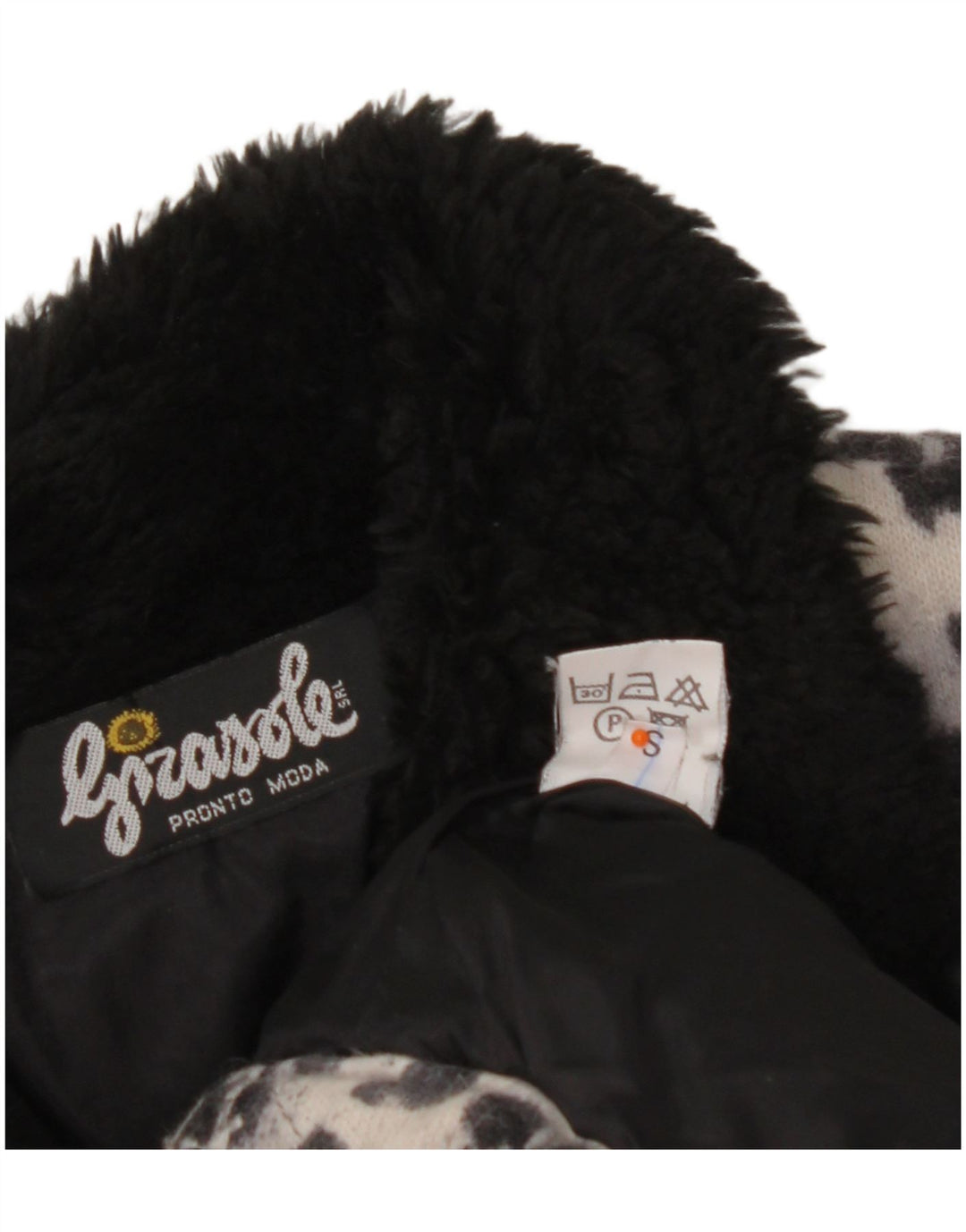 VINTAGE Womens Crop Oversized Bomber Jacket UK 10 Small Grey Animal Print