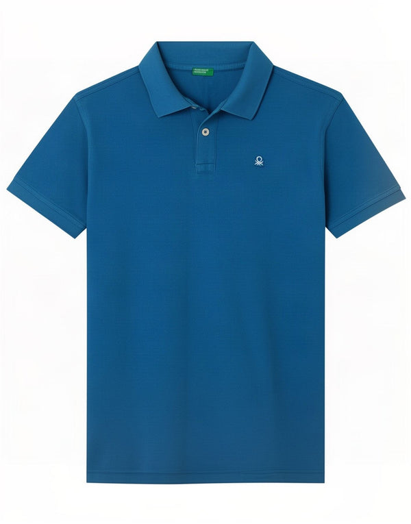 Benetton Boys Polo Shirt 13-14 Years 3XL Blue Cotton