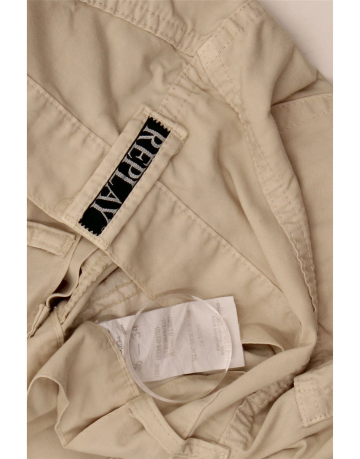 REPLAY Mens Straight Casual Trousers W36 L34 Beige Cotton