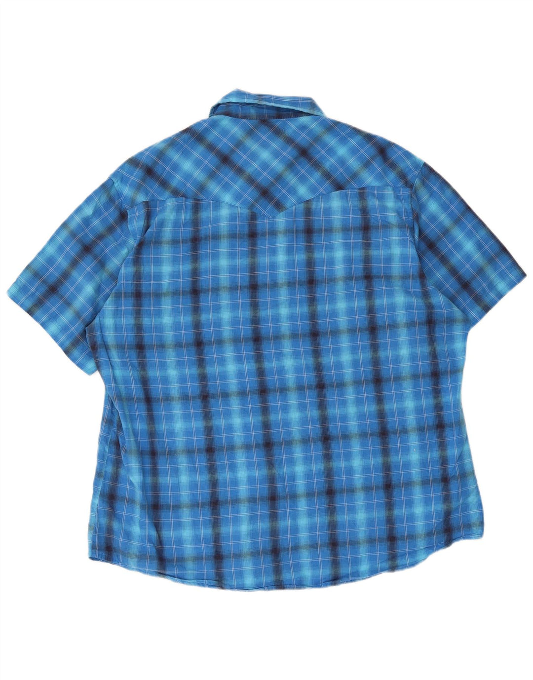 Wrangler Mens Short Sleeve Shirt Large Blue Plaid