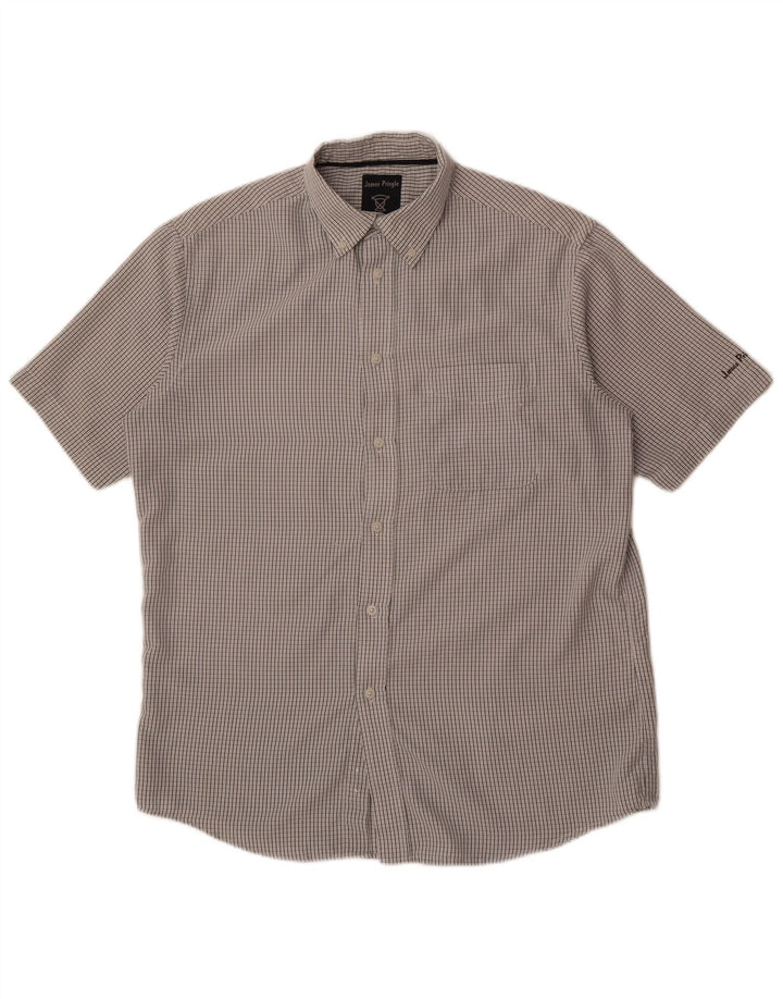 JAMES PRINGLE Mens Short Sleeve Shirt Medium Grey Check