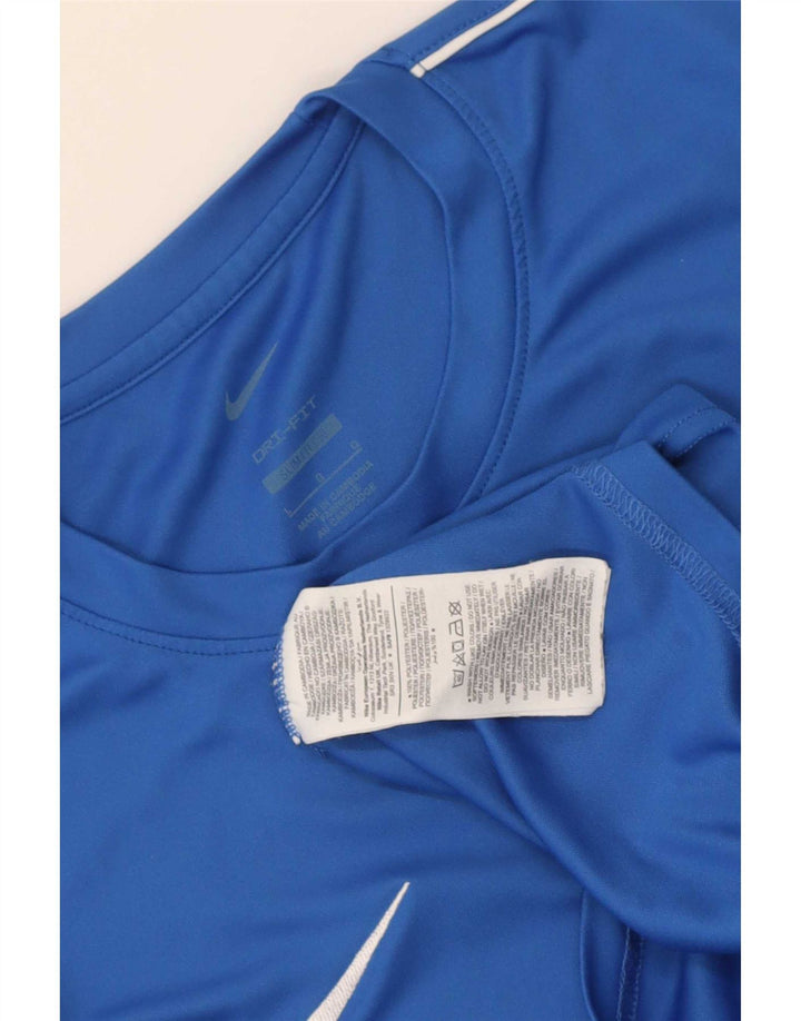 Nike Mens Dri Fit Slim Fit T-Shirt Top Large Blue Polyester