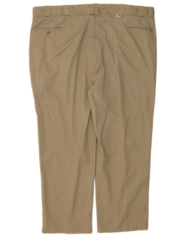 DICKIES Mens Straight Chino Trousers W50 L30 Khaki Cotton