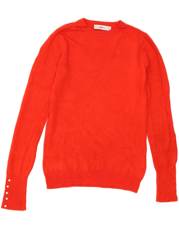 ZARA Womens Crew Neck Jumper Sweater UK 8 Small Red Vintage Zara and Second-Hand Zara from Messina Hembry 