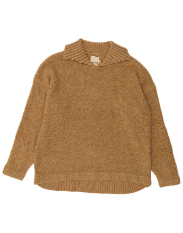 Indi & Cold Womens Oversized Polo Neck Jumper Sweater UK16 Large Beige Wool