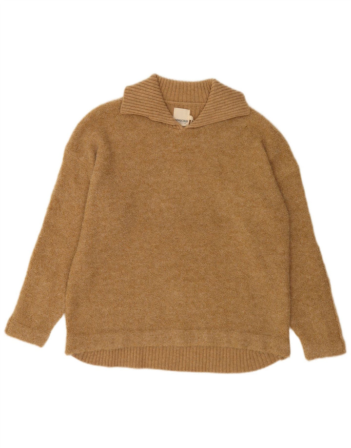 Indi & Cold Womens Oversized Polo Neck Jumper Sweater UK16 Large Beige Wool