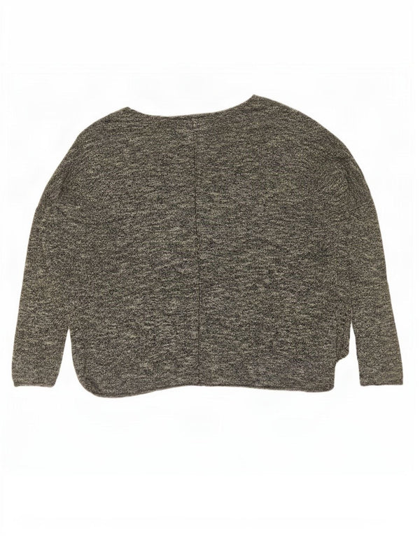 Zara Womens Oversized Boat Neck Jumper Sweater UK 10 Small Grey Flecked