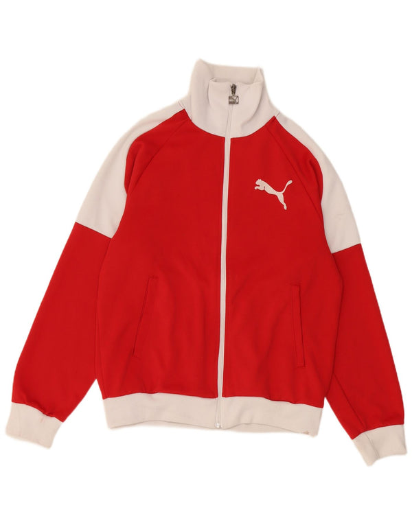 Puma Girls Graphic Tracksuit Top Jacket 15-16 Years Red Colourblock