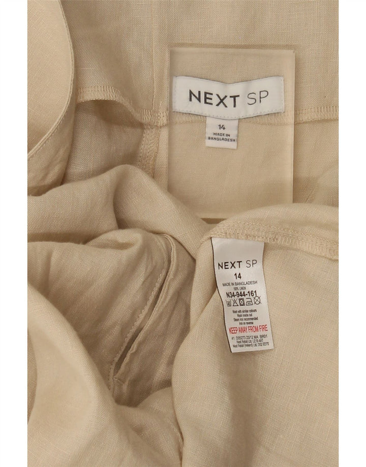 Next Womens Sleeveless Shift Dress UK 14 Large Beige Linen