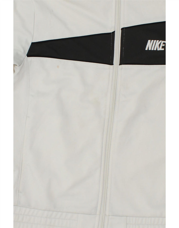 NIKE Boys Tracksuit Top Jacket 10-11 Years Medium White Colourblock