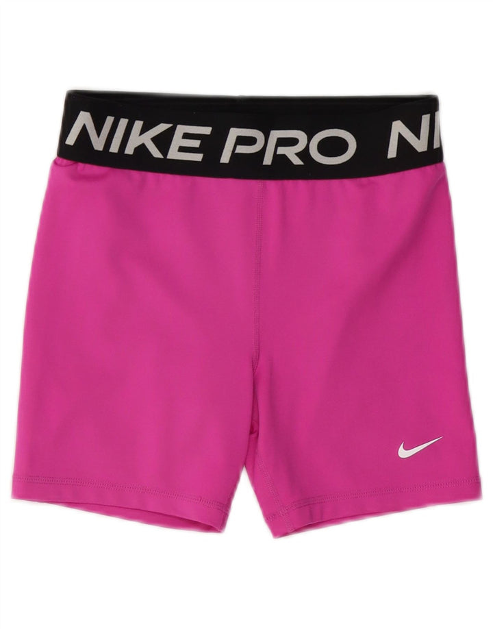 NIKE Girls Dri Fit Graphic Sport Shorts 13-14 Years XL Pink Colourblock