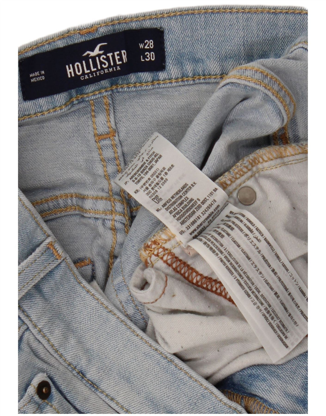 HOLLISTER Womens Distressed Super Skinny Jeans W28 L30 Blue Cotton