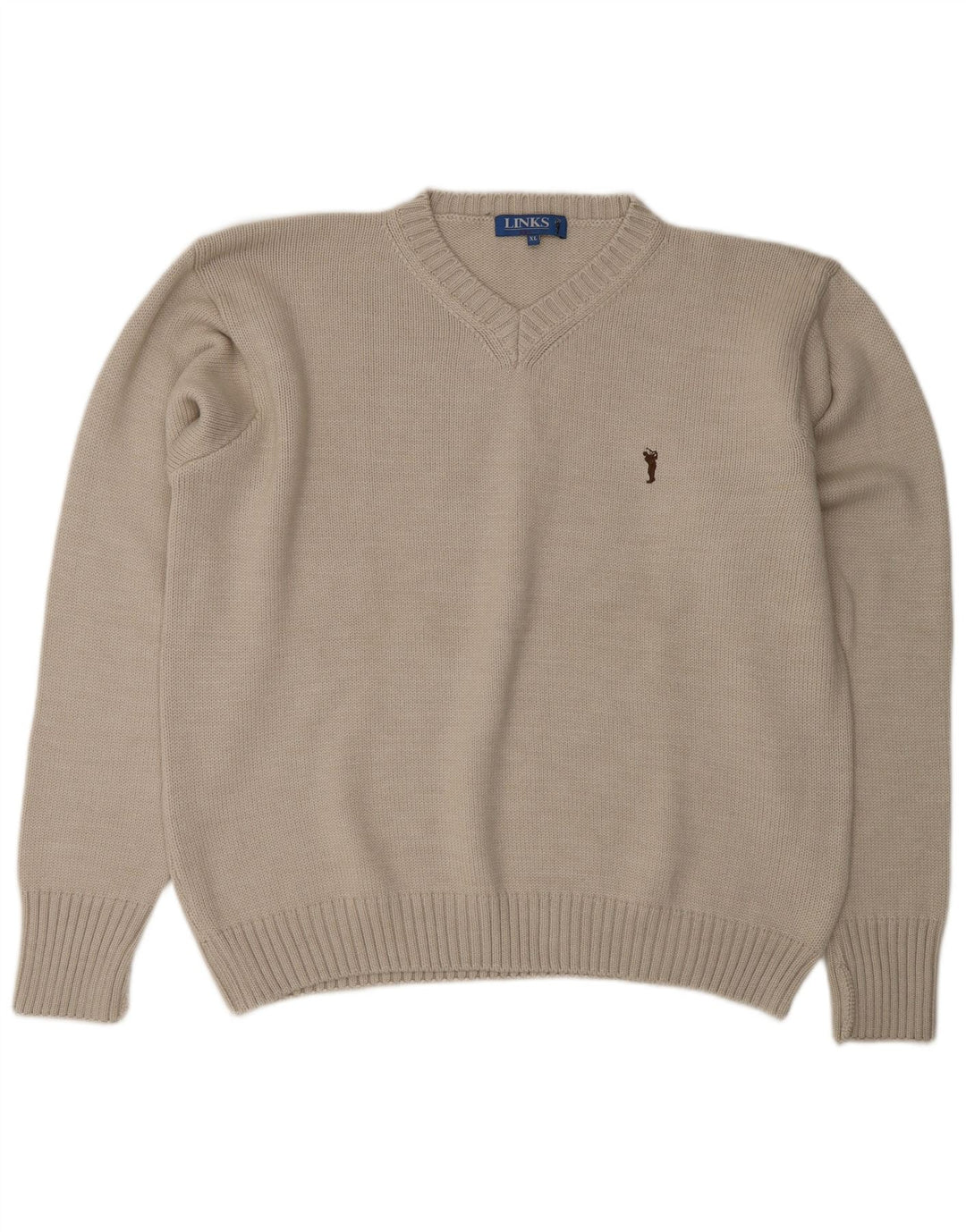 Vintage Mens V-Neck Jumper Sweater XL Grey Merino Wool