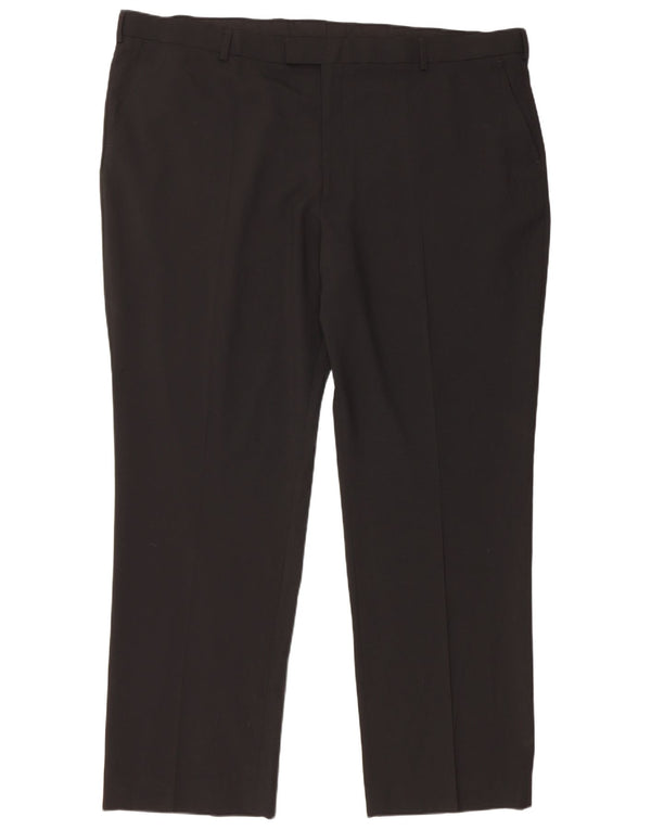 Marks & Spencer Mens Straight Suit Trousers W48 L33 Black Polyester
