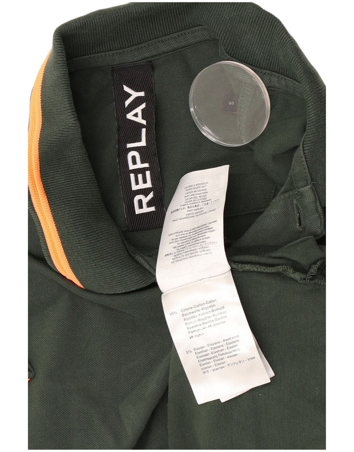 Replay Mens Polo Shirt Small Green Cotton