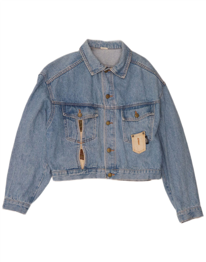 Wild Womens Denim Jacket UK 14 Medium Blue Cotton