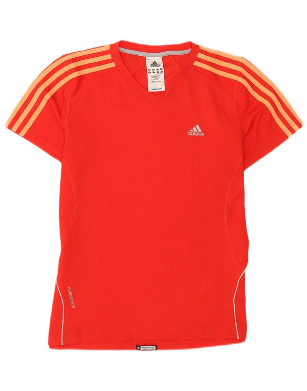Adidas Womens T-Shirt Top UK 14 Medium Red Polyester Sports