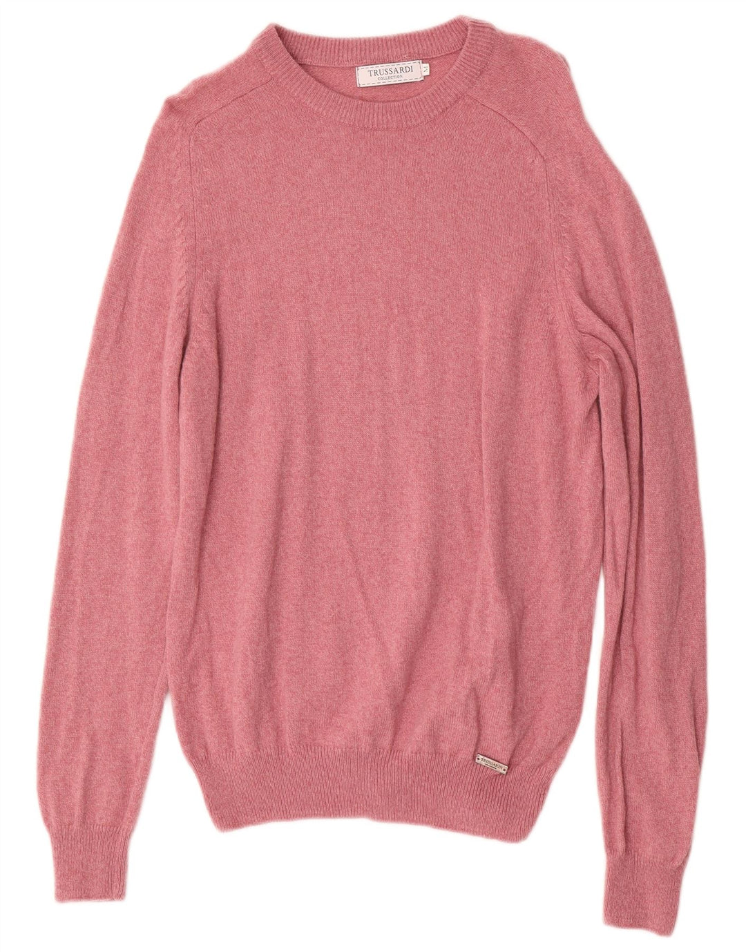 Trussardi Mens Crew Neck Jumper Sweater Medium Pink Wool