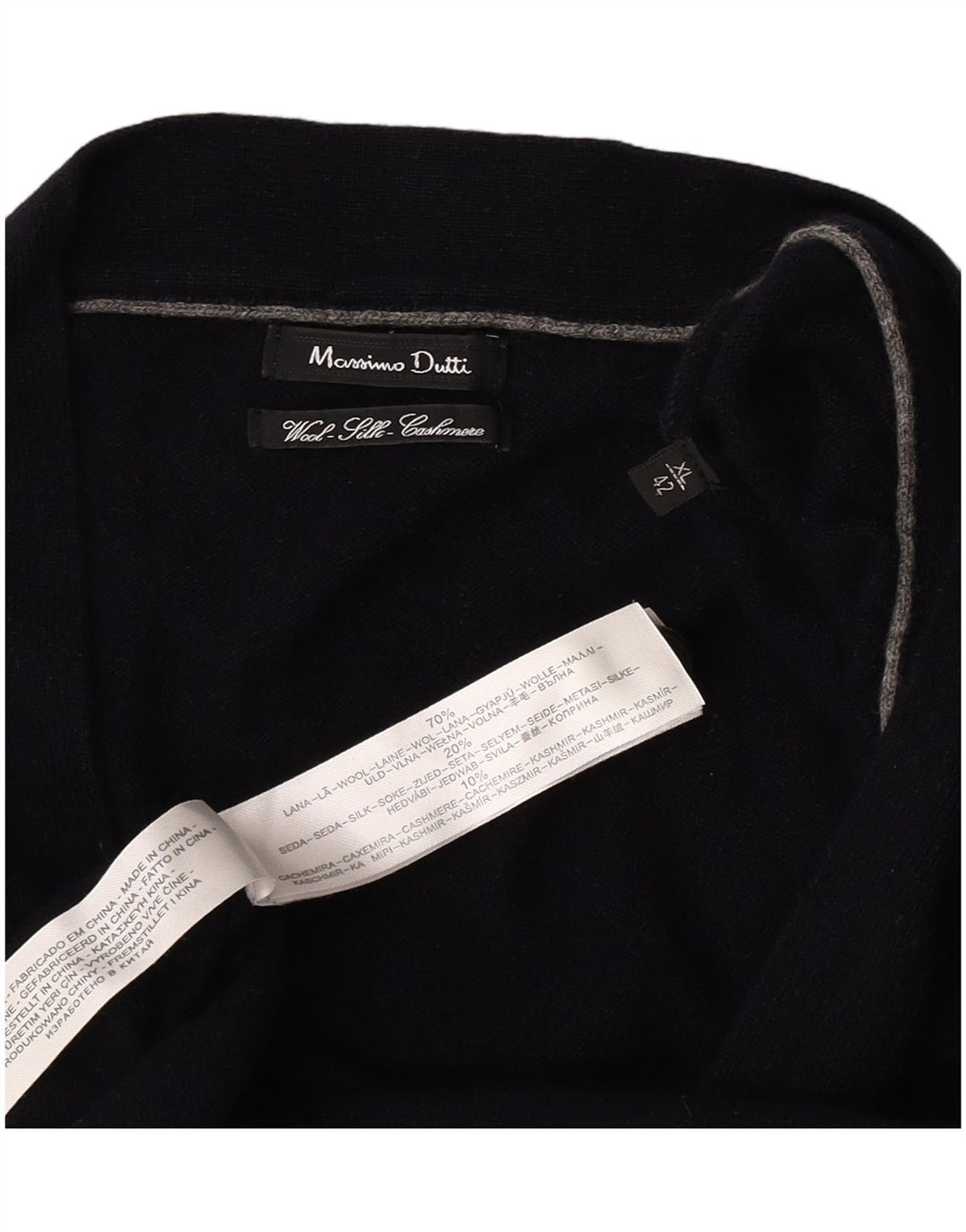 Massimo Dutti Mens Cardigan Sweater XL Navy Blue Wool