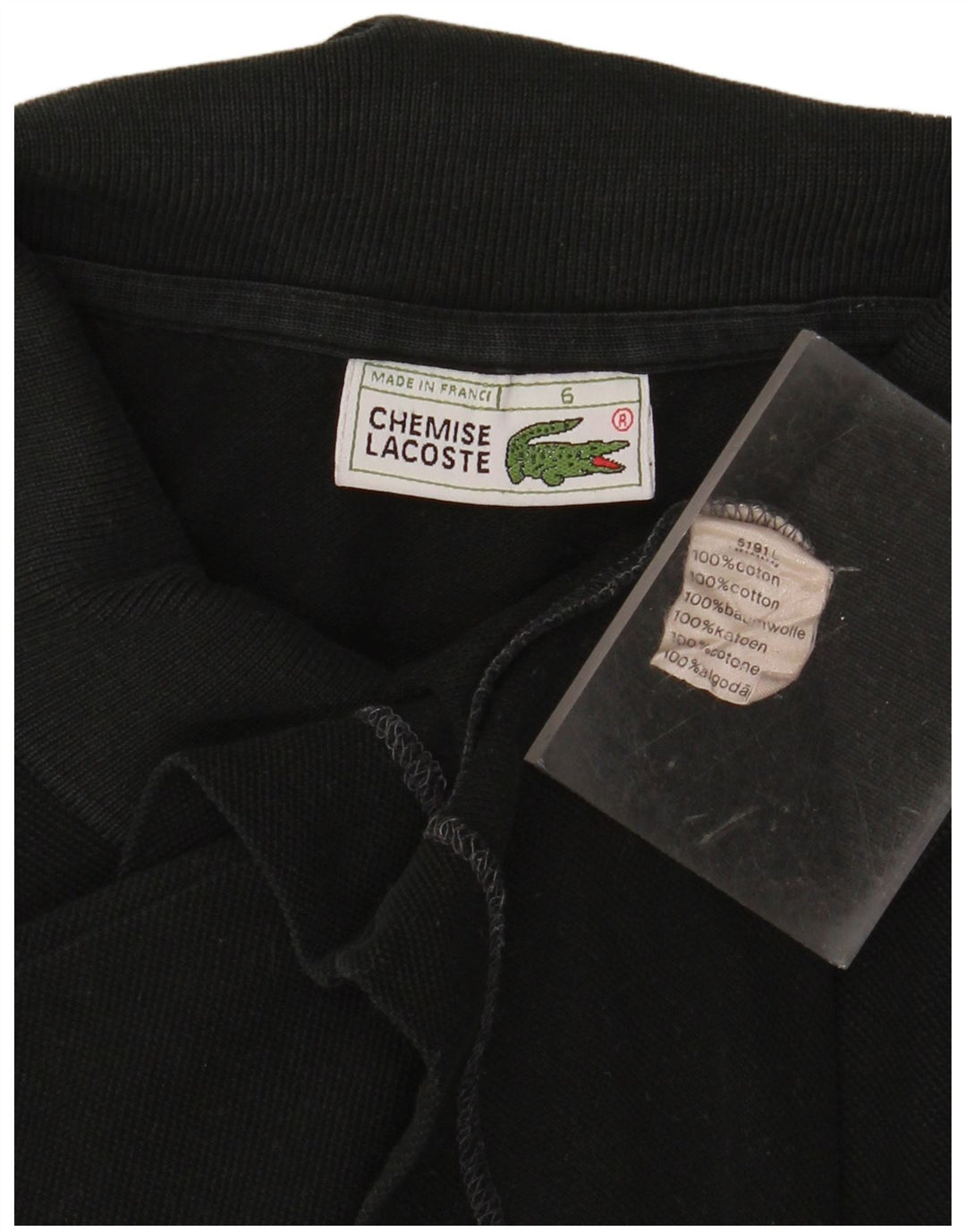 LACOSTE Mens Polo Shirt Size 6 XL Black Cotton
