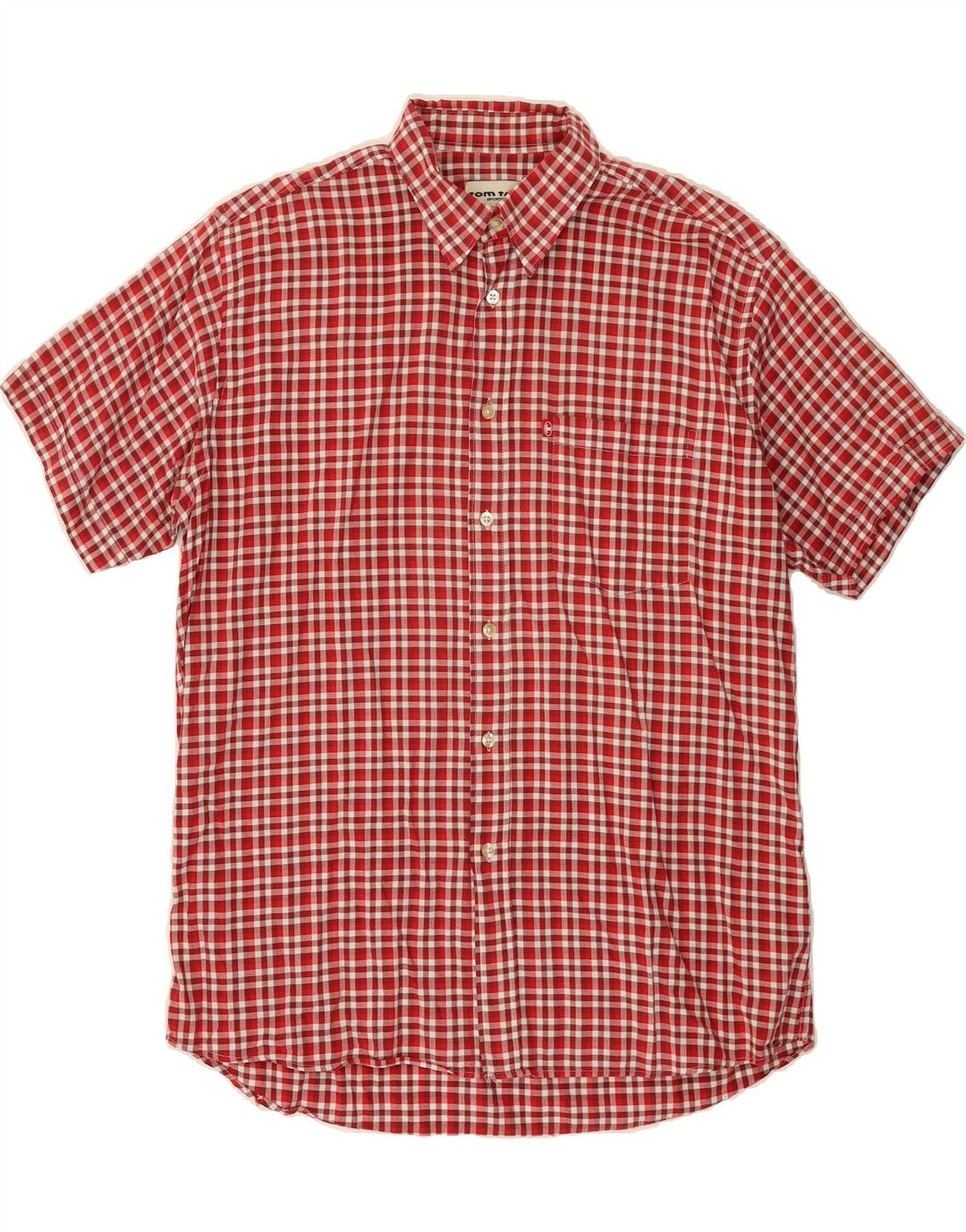 TOM TAILOR Mens Short Sleeve Shirt Large Red Check Cotton Vintage Tom Tailor and Second-Hand Tom Tailor from Messina Hembry 