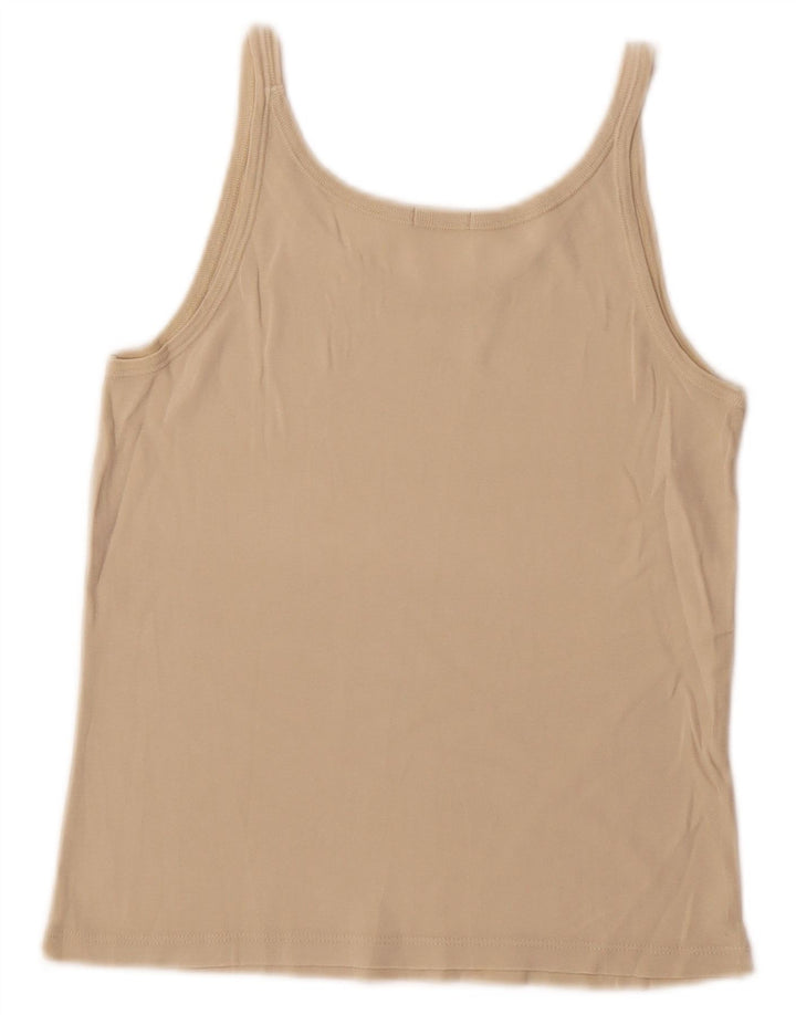 Benetton Womens Cami Top UK 10 Small Beige Cotton