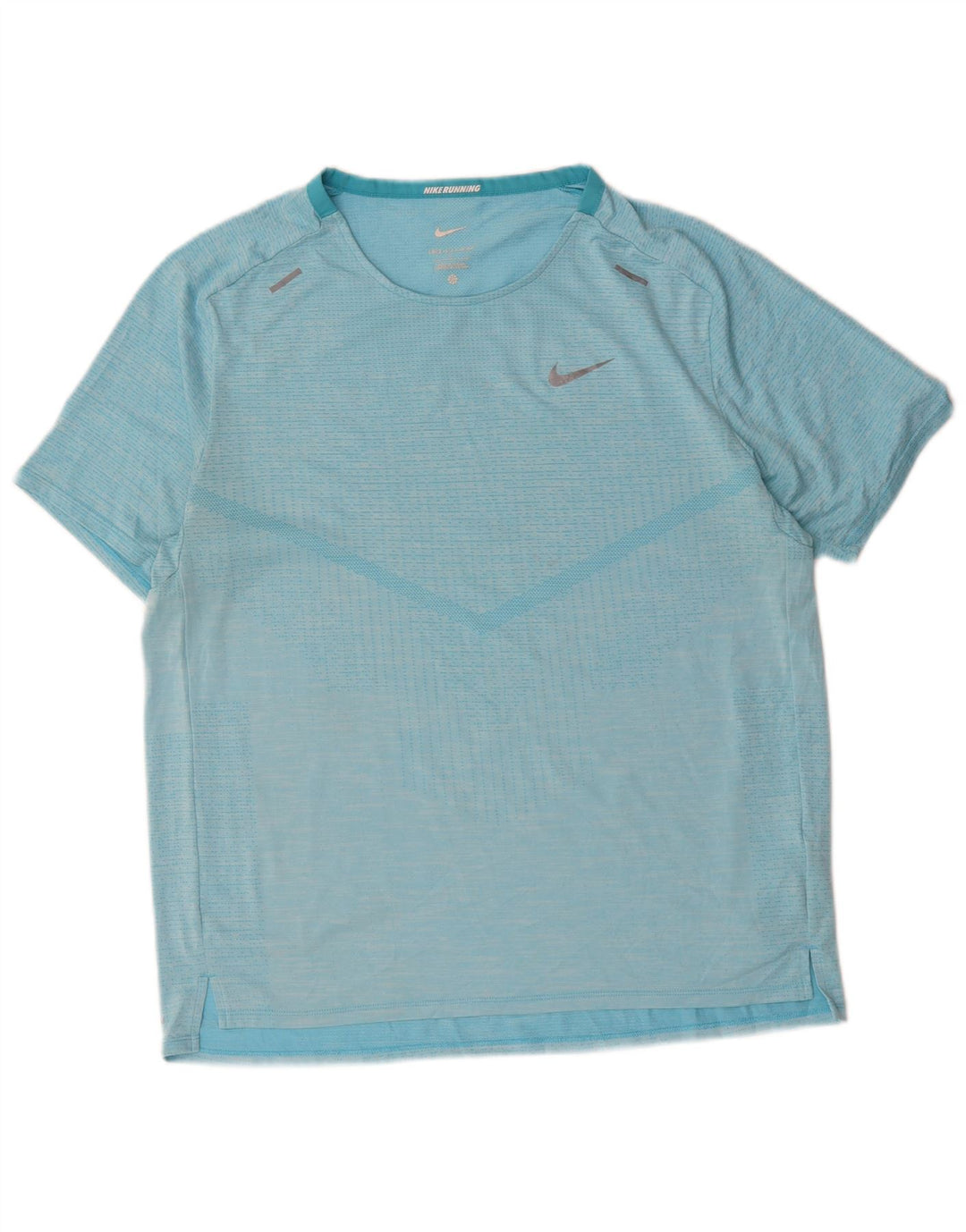 Nike Mens Dri Fit T-Shirt Top Large Blue Pinstripe Polyester