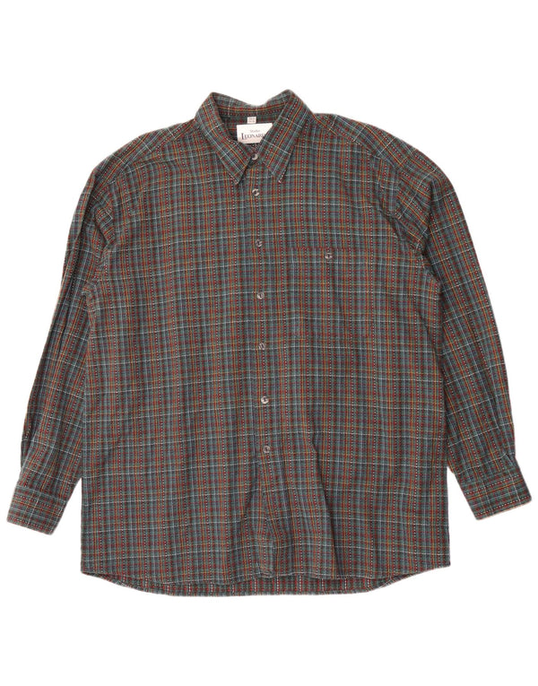 Leonardo Mens Flannel Shirt Size 44 XL Green Check