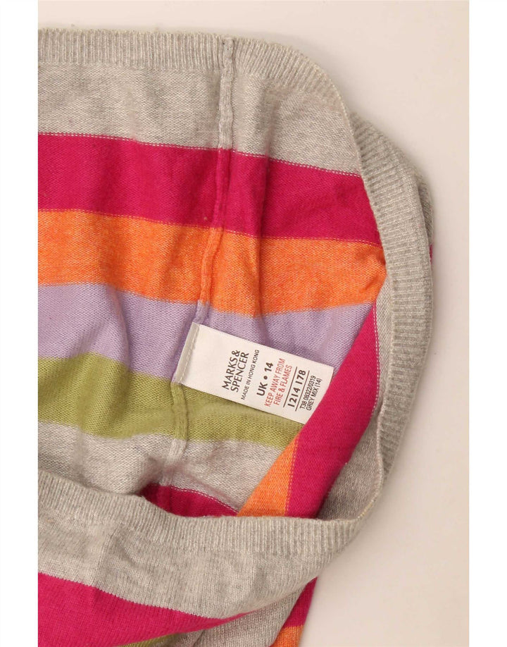 Marks & Spencer Womens V-Neck Jumper Sweater UK 14 Large Multicoloured