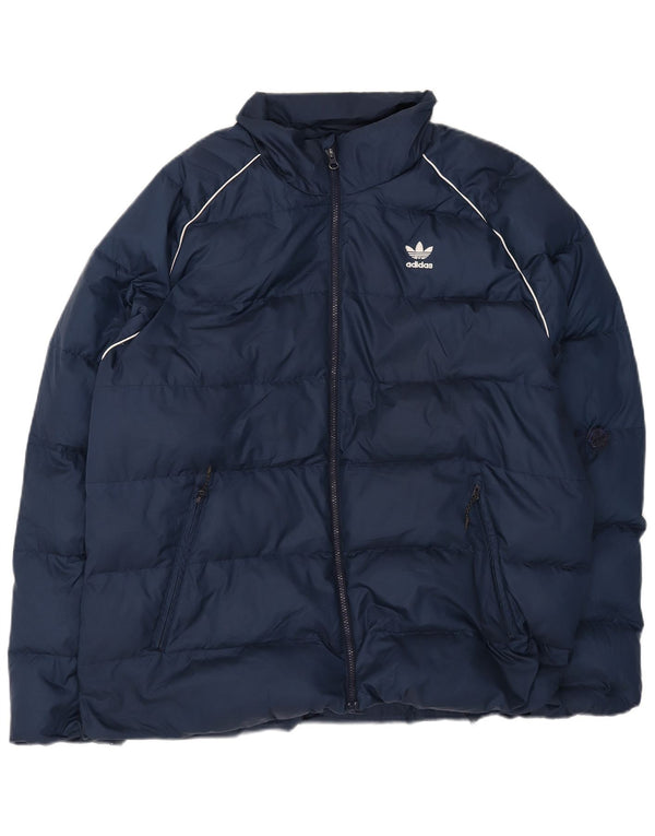 Adidas Mens Padded Jacket UK 42 XL Navy Blue Polyester