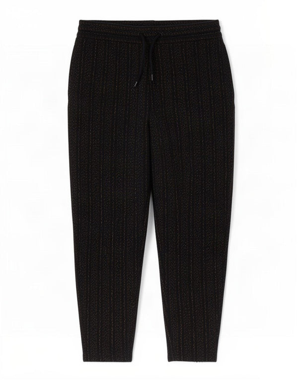 Zara Mens Straight Casual Trousers Large W32 L27 Black Striped Polyester