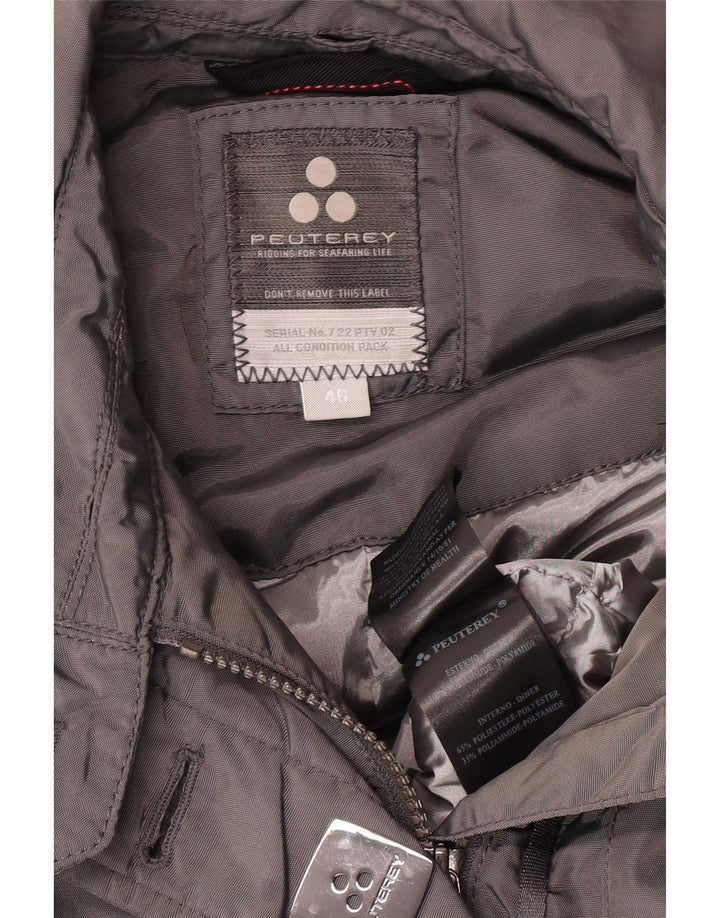 PEUTEREY Womens Belted Padded Jacket IT 46 Large Grey Polyamide Classic