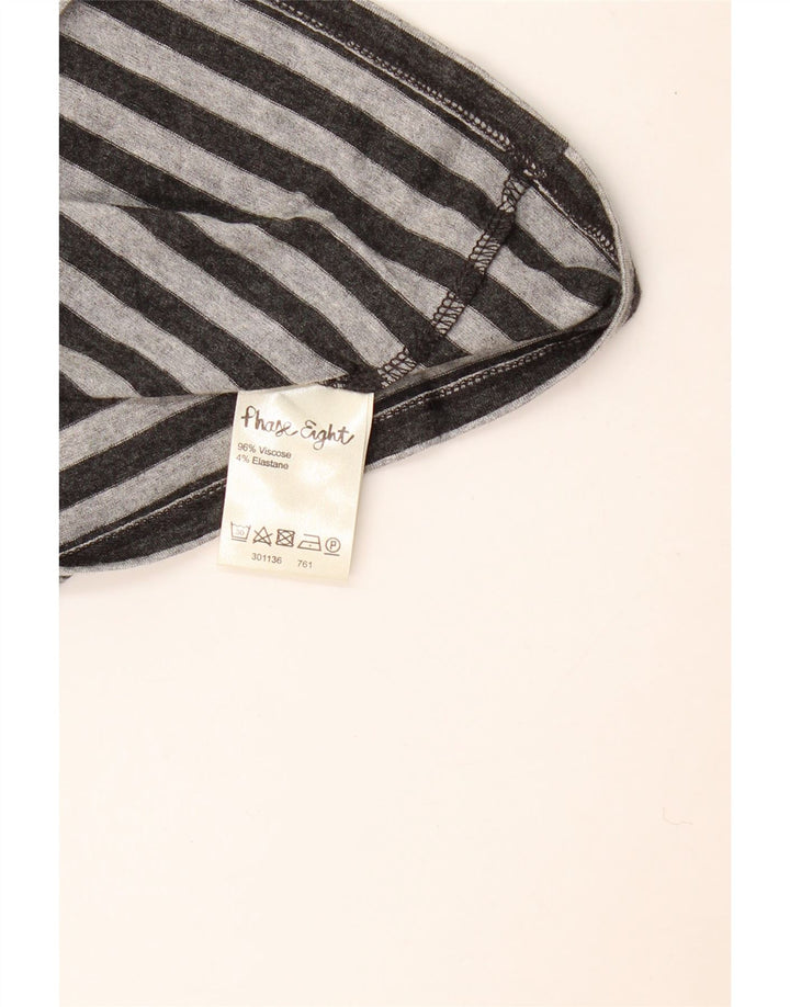 Phase Eight Womens Drop Neck Top 3/4 Sleeve UK 10 Small Grey Striped