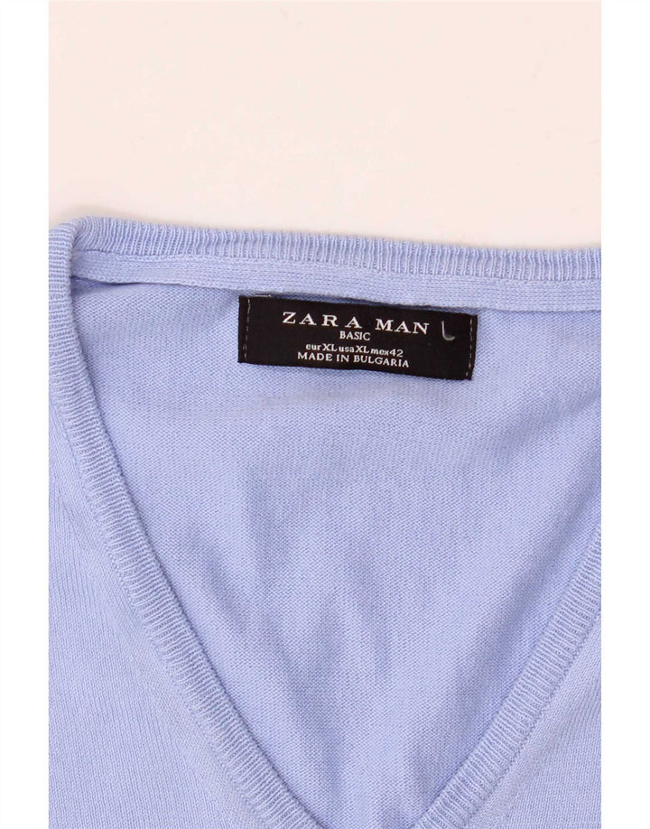 Zara Mens Vest Tank Top XL Blue