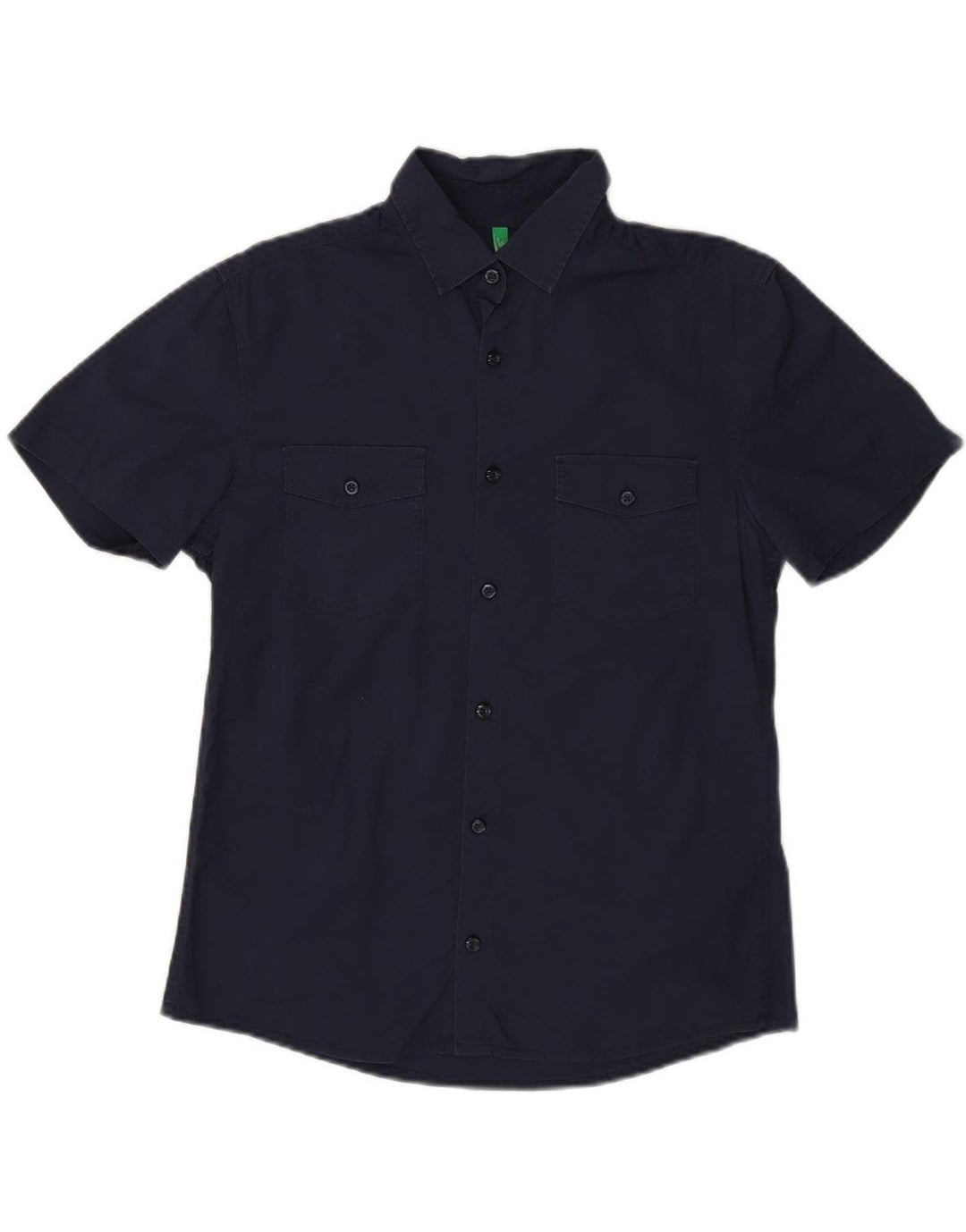 BENETTON Mens Short Sleeve Shirt Small Navy Blue