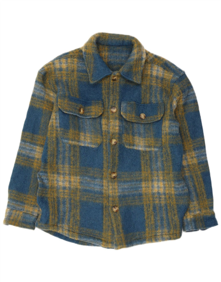 Zara Mens Overshirt Flannel Shirt Large Blue Plaid