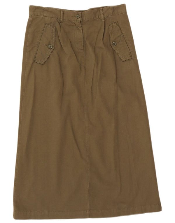Benetton Womens A-Line Skirt IT 40 Small W28  Khaki Cotton