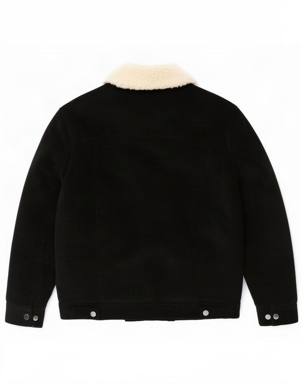 Zara Mens Sherpa Corduroy Jacket UK 38 Medium Black Cotton