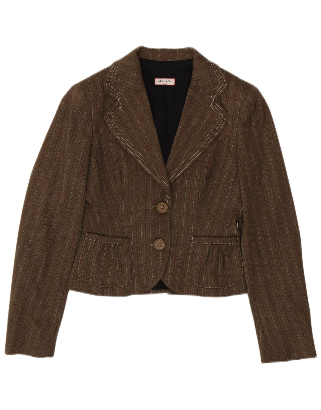 Max & Co. Womens 2 Button Blazer Jacket UK 10 Small Brown Striped