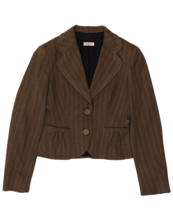Max & Co. Womens 2 Button Blazer Jacket UK 10 Small Brown Striped